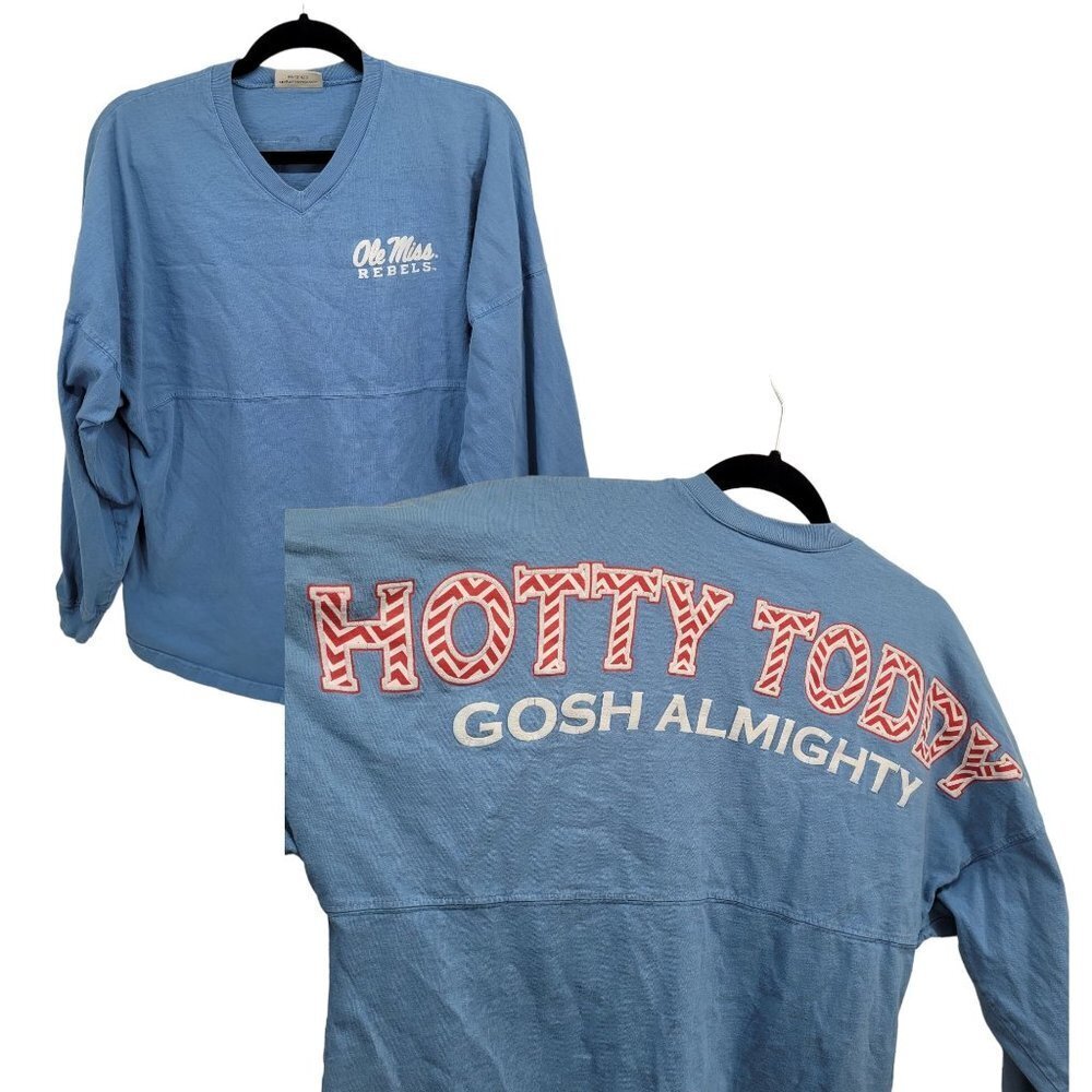 Spirit jersey Womens small Ole miss Rebels Hotty Toddy Gosh almighty Blue cotton